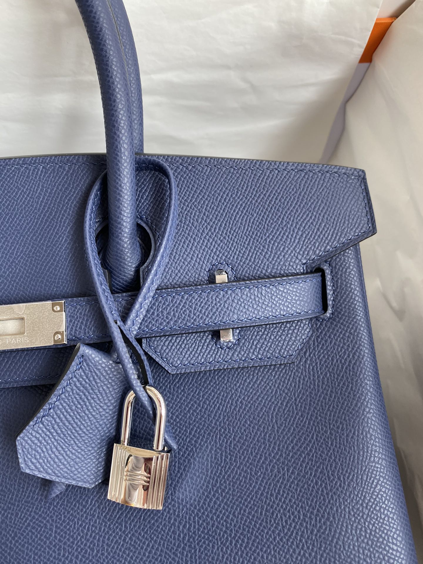 Hermes Birkin 30CM Epsom Leather Handbag Deep Blue